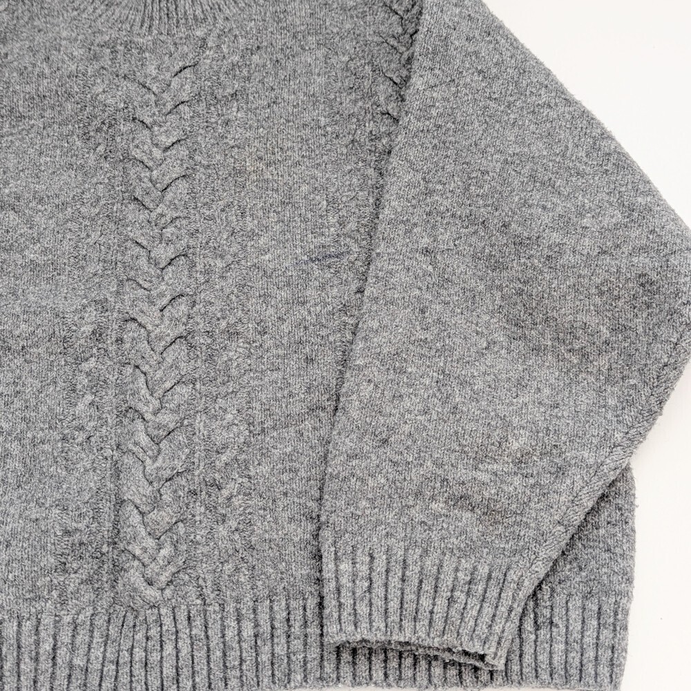 Uniqlo Kids Unisex (Size 3-4) Souffle Yarn Mock-Neck Gray Cable-Knit Sweater - Picture 4 of 11